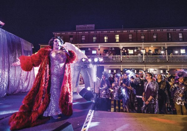 Trevor Ashley delighting the crowds at the GLITTERBOMB Saturday Night Dance Party